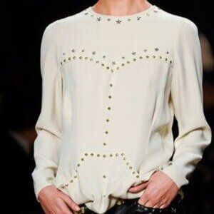 NWT Isabel Marant Studded Long Sleeve Crew Neck Blouse Size FR42/US10